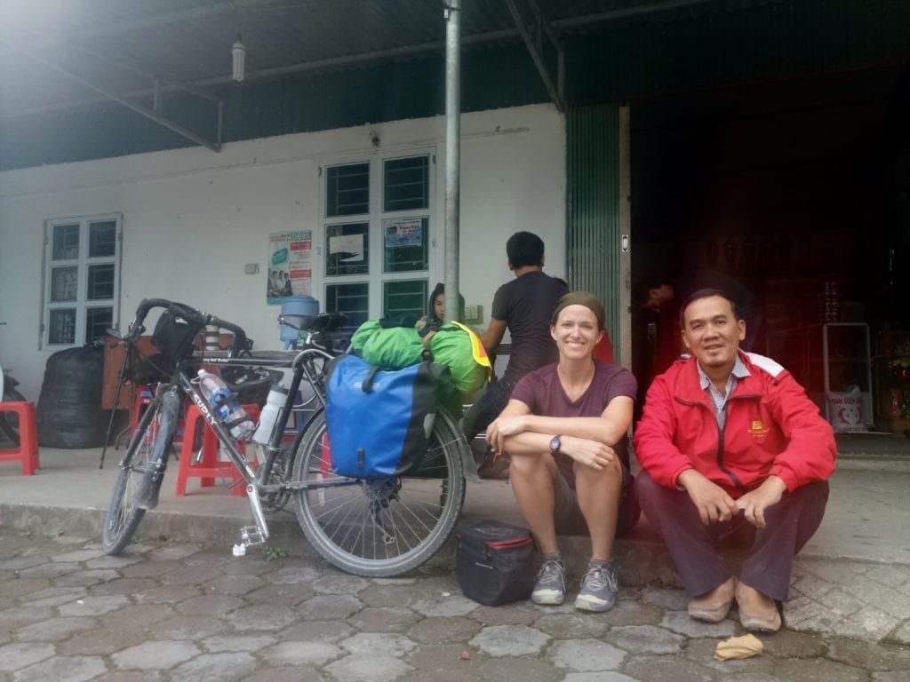 Chatting with Vietnamese man at border