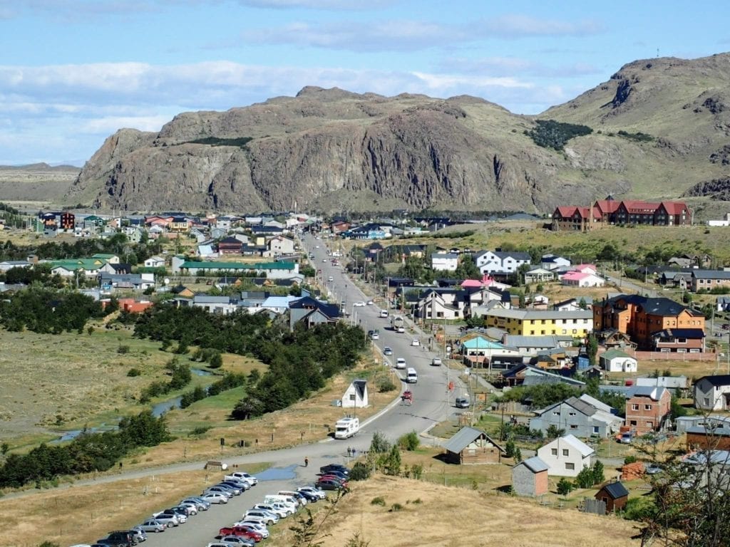 View of El Chalten, Argentina from trail above town