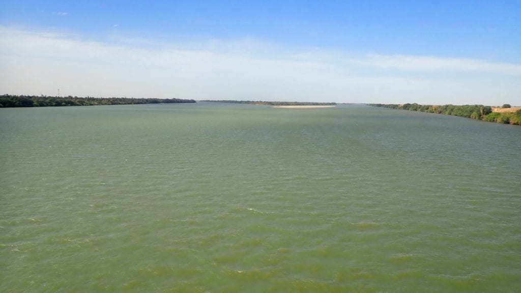 View of Nile river from bridge in Dongola