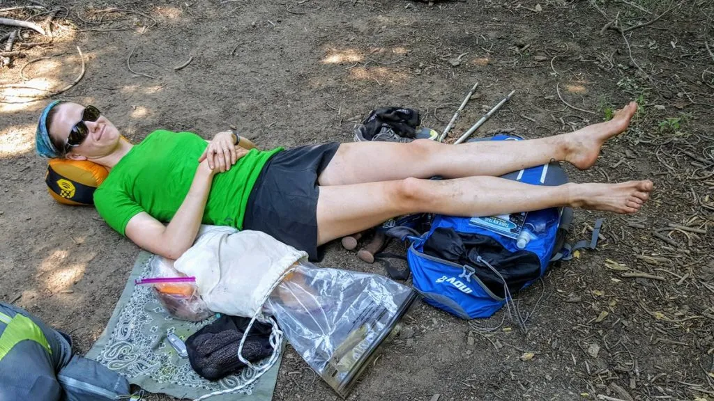Hiker taking break
